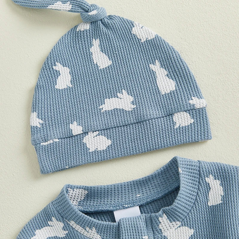 Easter Footed Long Sleeve Romper with Hat and Socks